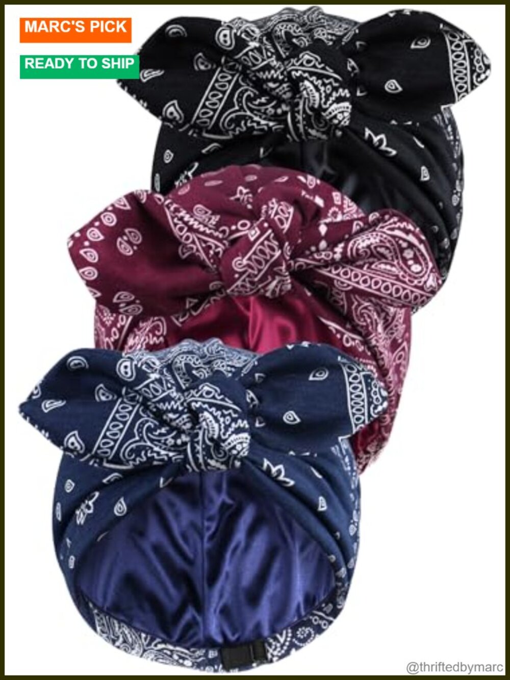 Satin Lined Beanie Pre-Tied Bowknot Chemo Headwear Sleep Cap